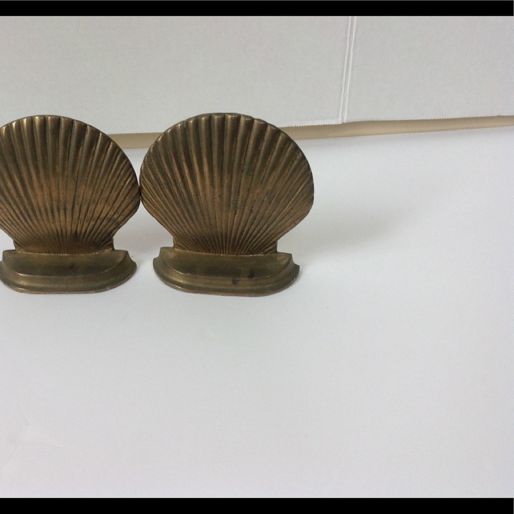 Vintage Clam Brass Bookends Shell - Picture 2 of 2